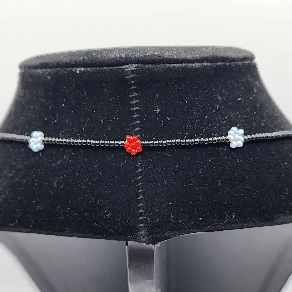 Hand beaded flower necklace